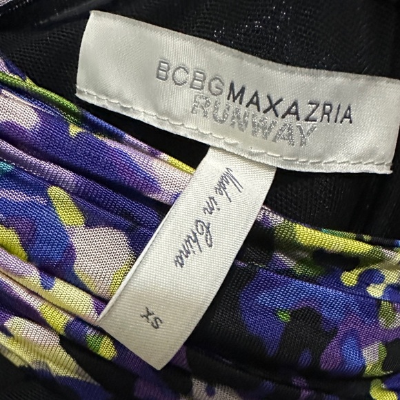 253 BCBGMAXAZRIA Runway |NWOT Purple One Shoulder Mesh Ruched Mini Dress (Sz XS) - Picture 10 of 16